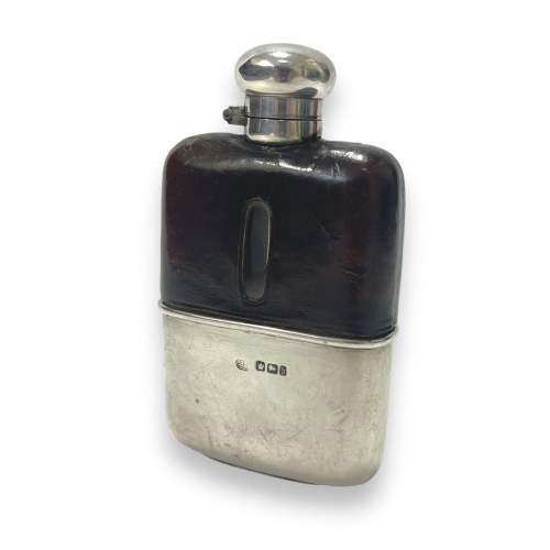 Late 19th Century Silver and Leather Hip Flask image-2