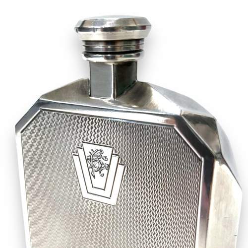 Art Deco Silver Plated Car Radiator Hip Flask image-3