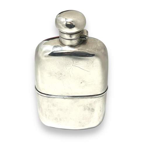 Edwardian Large Silver Plated Hip Flask image-1