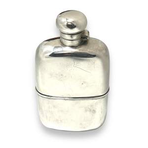 Edwardian Large Silver Plated Hip Flask