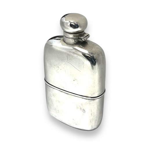 Edwardian Large Silver Plated Hip Flask image-2