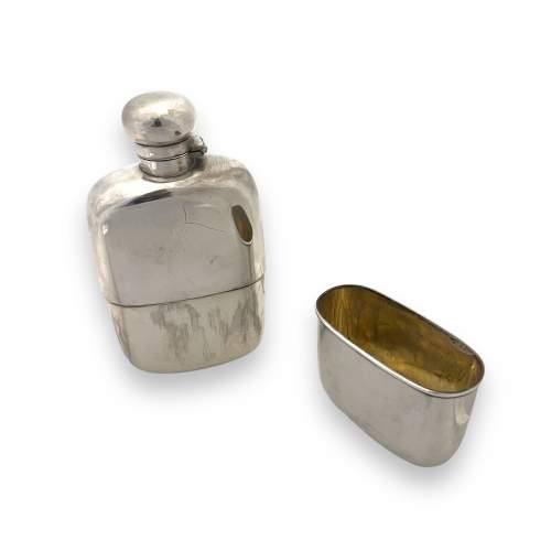 Edwardian Large Silver Plated Hip Flask image-5