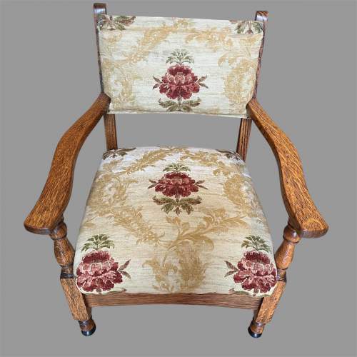 Vintage Early 20th Century Art Deco Small Oak Bedroom Chair image-2