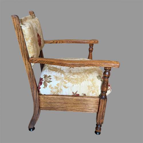 Vintage Early 20th Century Art Deco Small Oak Bedroom Chair image-3