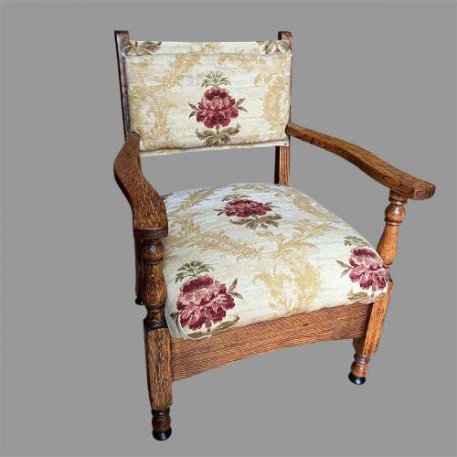 Vintage Early 20th Century Art Deco Small Oak Bedroom Chair image-6