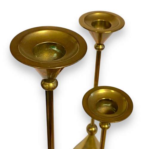 Modernist Trio of Brass Candlesticks image-4