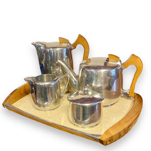 Picquot Ware Aluminium Teaset on Tray image-1