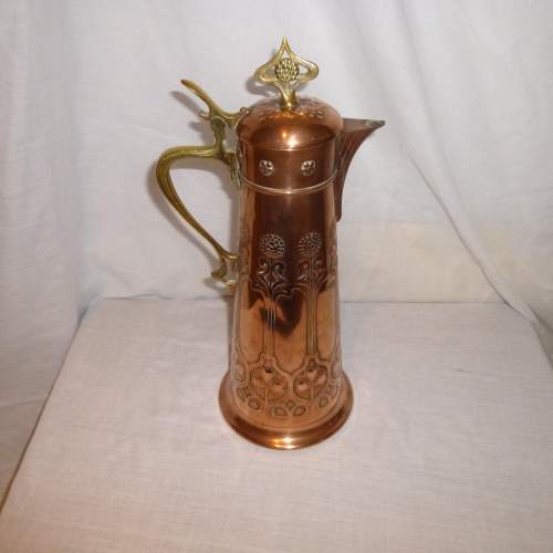 A Fabulous Copper & Brass WMF Art Nouveau Pitcher image-1