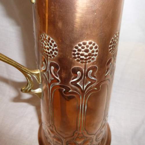 A Fabulous Copper & Brass WMF Art Nouveau Pitcher image-2