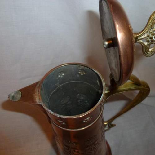 A Fabulous Copper & Brass WMF Art Nouveau Pitcher image-3