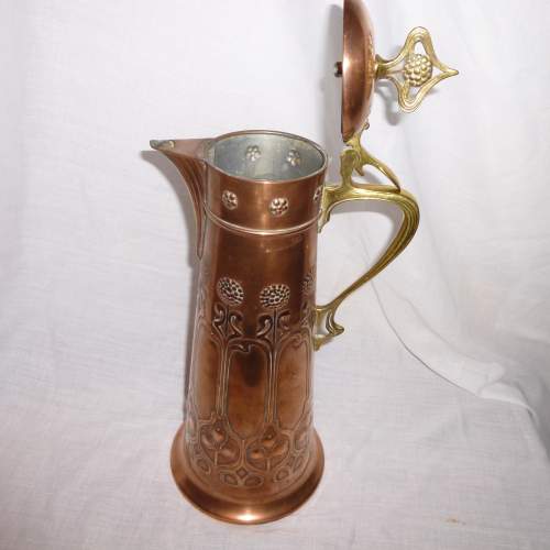 A Fabulous Copper & Brass WMF Art Nouveau Pitcher image-5