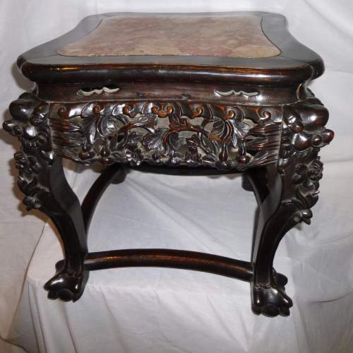 A  Low 19th Century  Square Chinese Hardwood Stand image-1