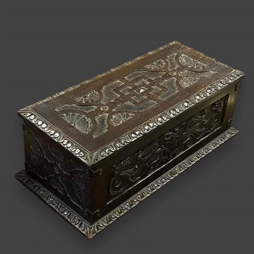 Antique Small Carved Oak Box image-1