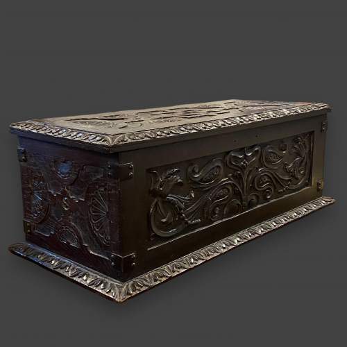 Antique Small Carved Oak Box image-2