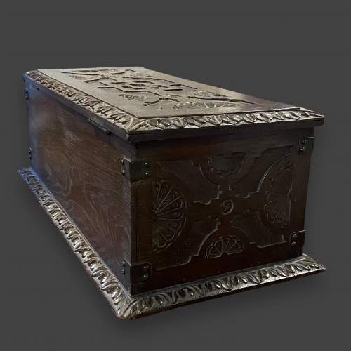 Antique Small Carved Oak Box image-3