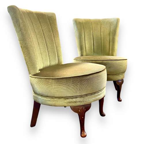 Pair of Mid Century Upholstered Cocktail Chairs image-1