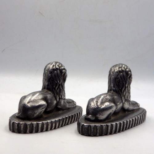 Recumbent Lions Pair of Vintage Aluminium Paperweights - Landseer Lions image-6