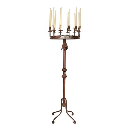 A Rustic Cast Iron Medieval Gothic Style Candelabra image-1