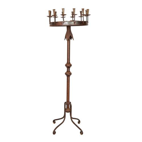 A Rustic Cast Iron Medieval Gothic Style Candelabra image-2