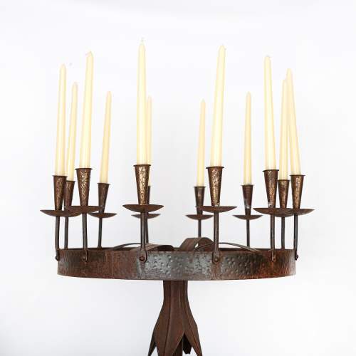 A Rustic Cast Iron Medieval Gothic Style Candelabra image-3