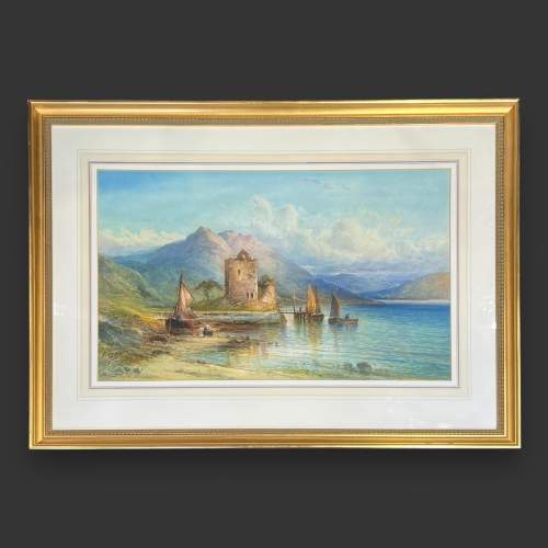 Fine Watercolour of Carrick Castle on Loch Goil image-1