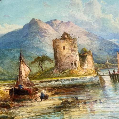 Fine Watercolour of Carrick Castle on Loch Goil image-2