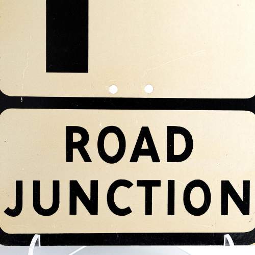 Vintage Metal Road Sign for a Right Hand Junction Ahead image-4