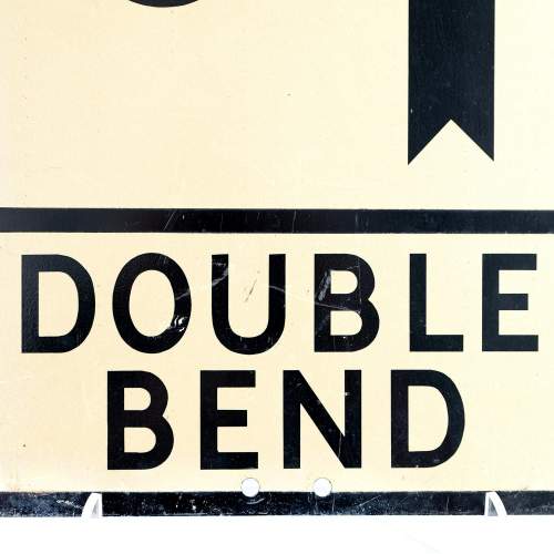 A Vintage Metal Road Sign for a Double Bend Ahead image-4