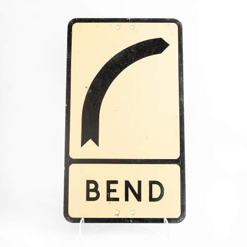 Vintage Metal Road Sign for a Bend Ahead image-1