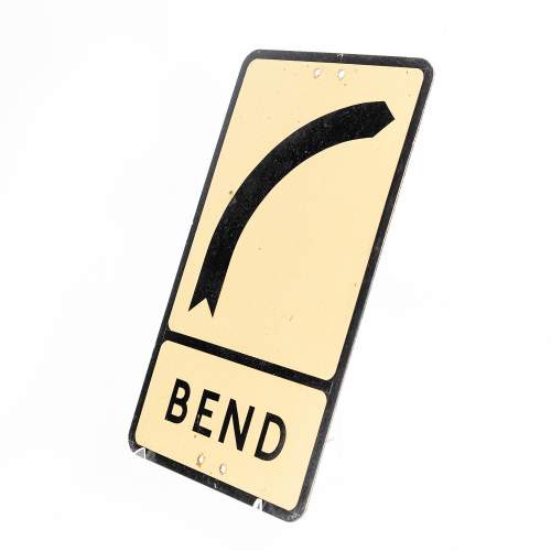 Vintage Metal Road Sign for a Bend Ahead image-2