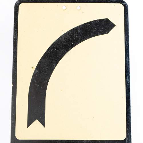 Vintage Metal Road Sign for a Bend Ahead image-3