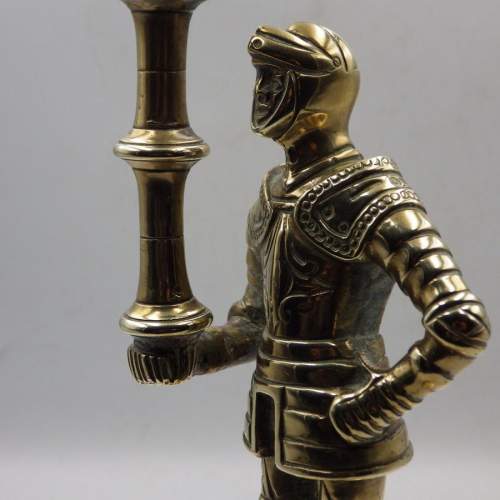 Medieval Knights Pair of Early 20th Century Brass Candlesticks image-5