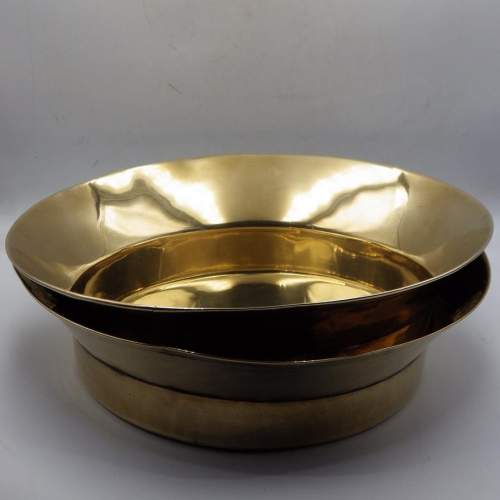 Russian Pre Revolution Pair of Antique Large Brass Wedding Bread Bowls image-2