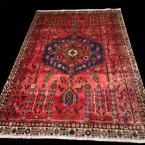 Finest Quality Hand Knotted Persian Rug Afshar Floral Animal image-1