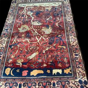 Hand Knotted Persian Rug Zanjan A Stunning Piece Bird And Animal