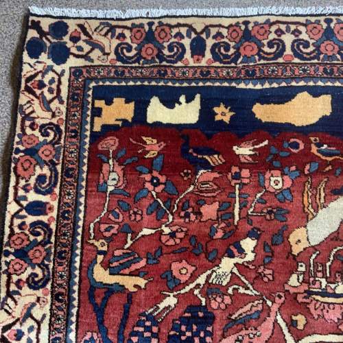 Hand Knotted Persian Rug Zanjan A Stunning Piece Bird And Animal image-4