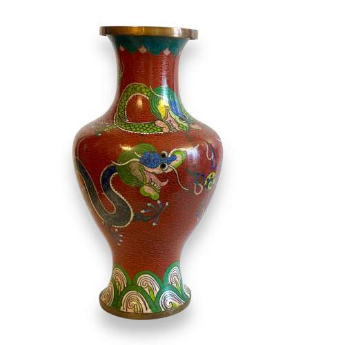 Chinese Cloisonné Dragons Vase image-1