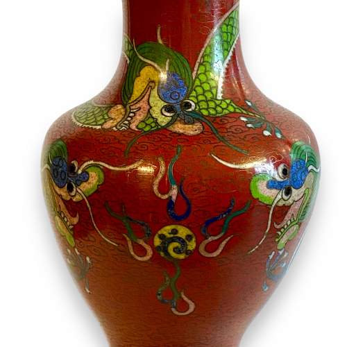 Chinese Cloisonné Dragons Vase image-2