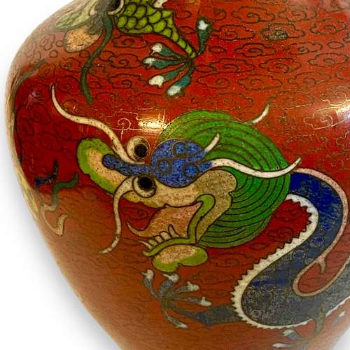 Chinese Cloisonné Dragons Vase image-6