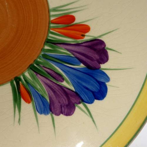 Clarice Cliff 1930s Art Deco Autumn Crocus Dished Sandwich Plate image-4