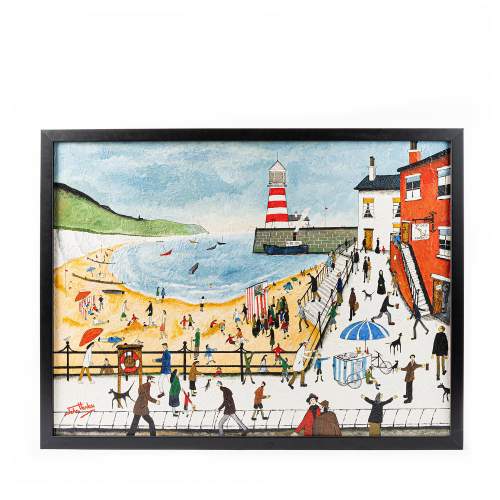 A Large Oil on Canvas of a Seaside Scene by John Hanley image-1