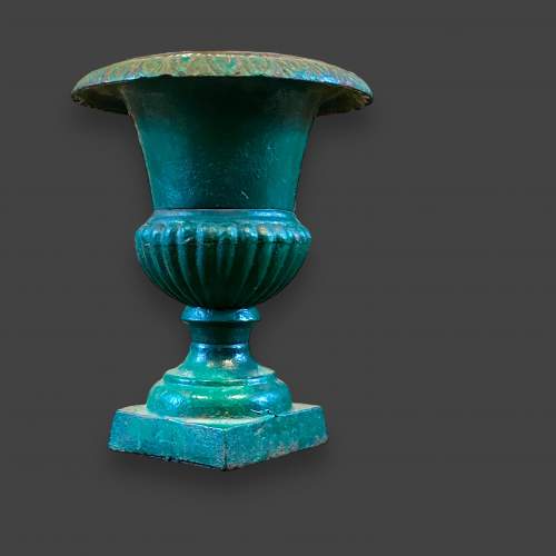 Beautiful French Green Cast Iron Urn image-1