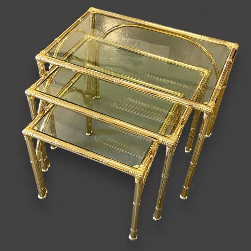 Hollywood Regency 1980s Brass Plated Nest of Tables image-1