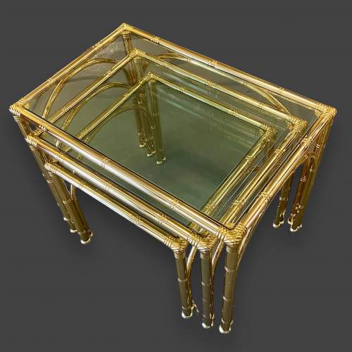 Hollywood Regency 1980s Brass Plated Nest of Tables image-2