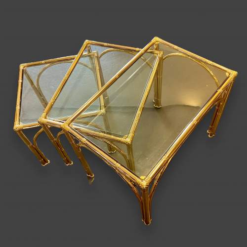 Hollywood Regency 1980s Brass Plated Nest of Tables image-3