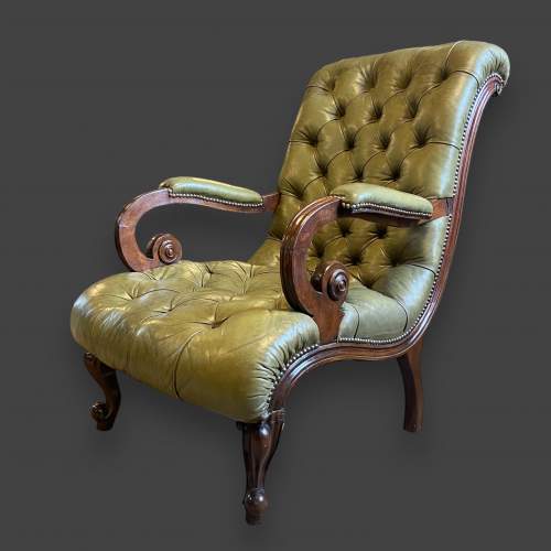 Victorian Leather Chesterfield Library Chair image-1