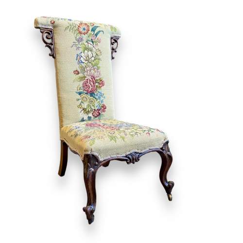 Victorian Walnut Woolwork Prie Dieu Chair image-1