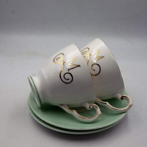 Royal Tuscan 1930s Art Deco Porcelain Set of Six Cups & Saucers image-2