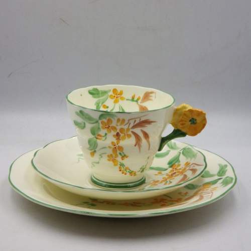 Radfords Crown China 1930s Flower Handle Cabinet Teacup & Saucer image-1