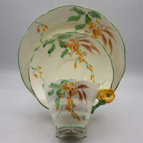 Radfords Crown China 1930s Flower Handle Cabinet Teacup & Saucer image-2